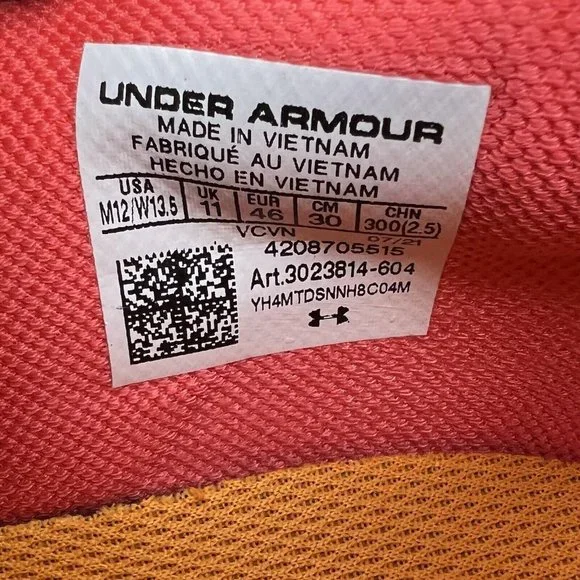 Under Armour Curry Flow Go Running Shoes Coral Red Black 3023814-604 Siz… - Picture 12 of 13